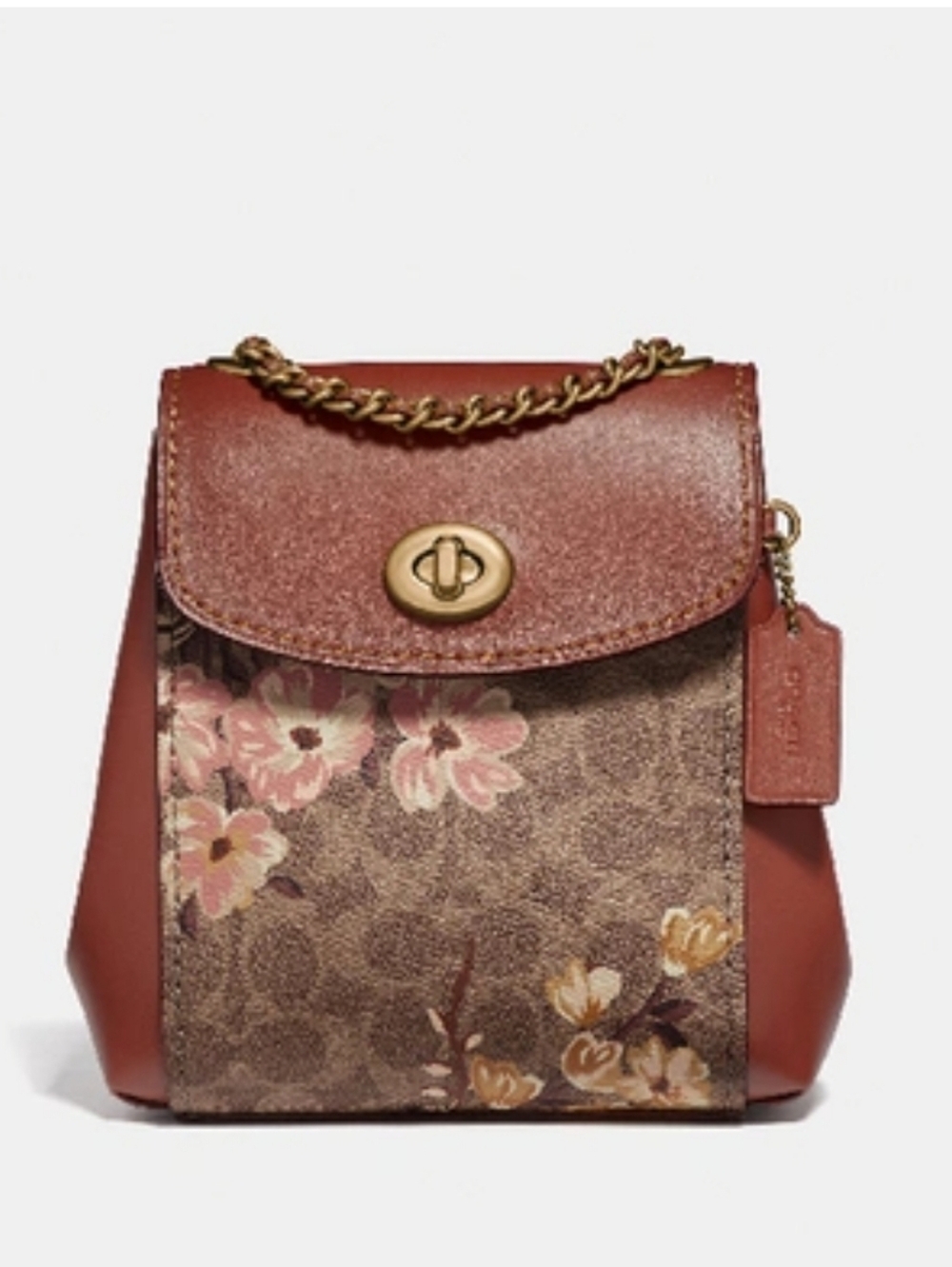 RARE Coach Parker Convertible Backpack 16 In Signature Canvas and Floral Print - Picture 1 of 16